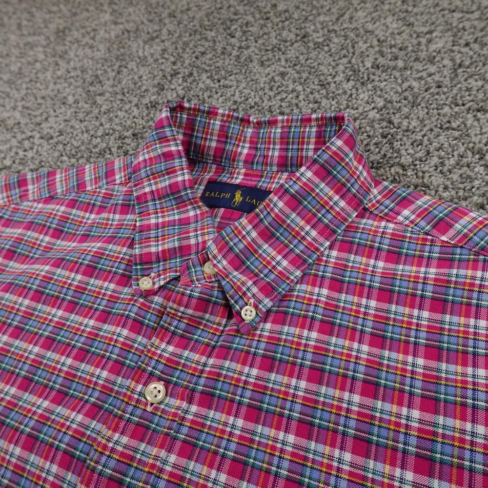 Ralph Lauren Shirt Mens L Pink Madras Plaid Flesh Pony Long Sleeve Button Up‎ RL